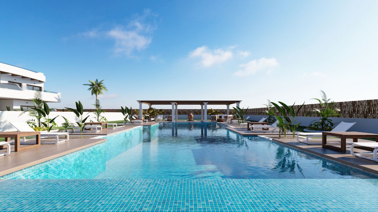 Swimming pool of Flat for sale in Los Alcázares  with Air Conditioner, Heating and Private garden