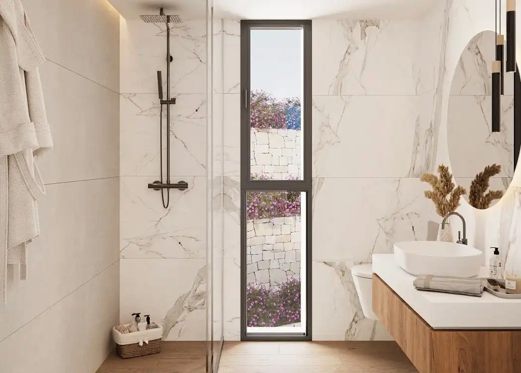 Badezimmer von Haus oder Chalet zum Verkauf in Polop mit Klimaanlage, Heizung und Privatgarten