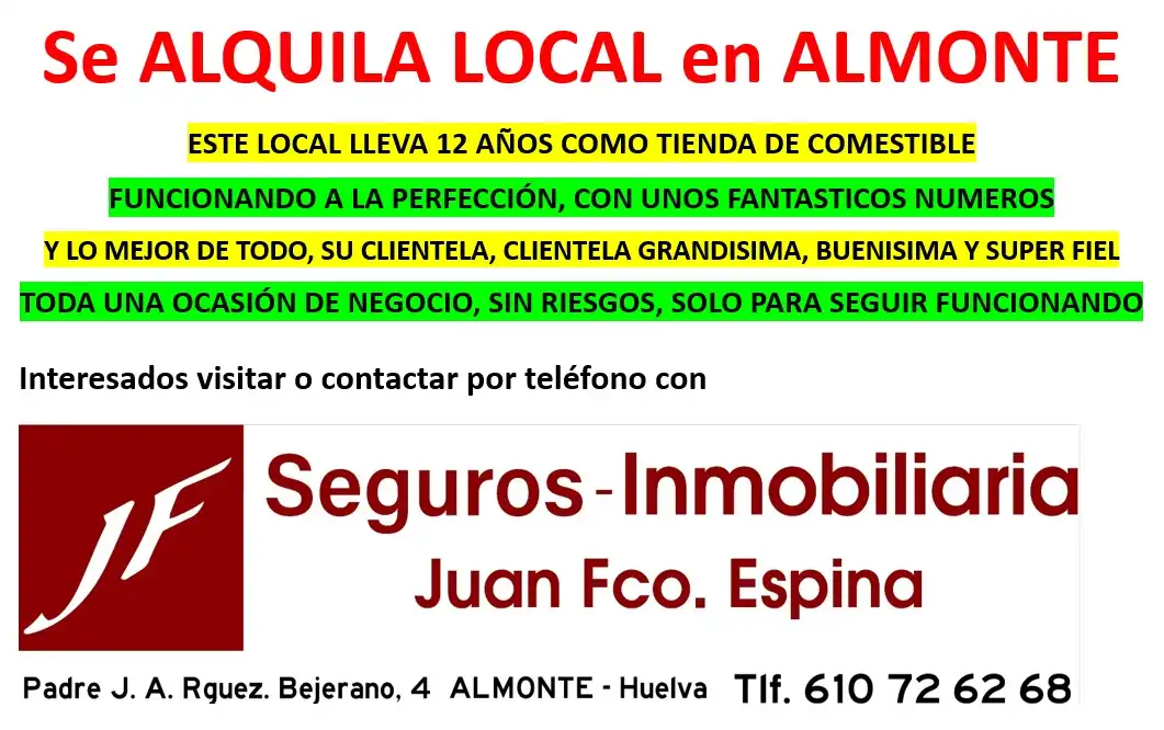 Local de lloguer a Calle Padre José Antonio Rodríguez Bejerano, 3, Almonte ciudad