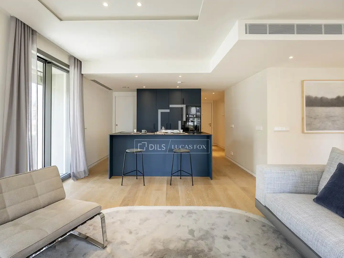 Wohnzimmer von Wohnung zum Verkauf in Barcelona mit Klimaanlage, Terrasse und Schwimmbad