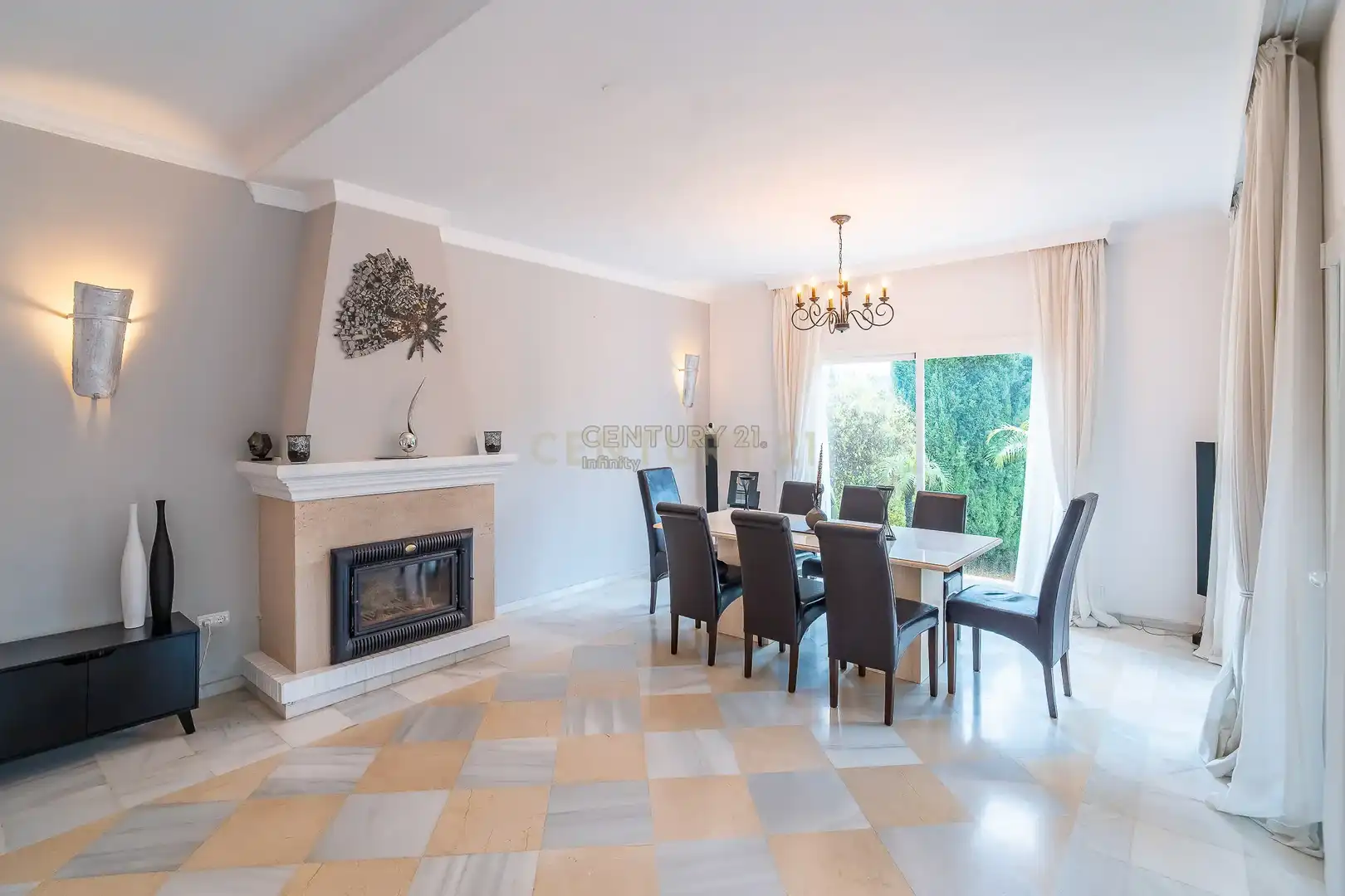 Dining room of Houses for sale in Mijas  with Air Conditioner, Private garden and Storage room