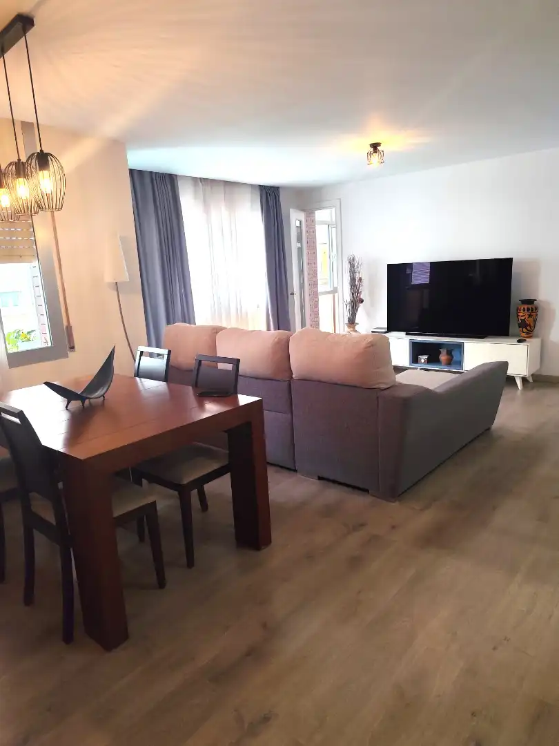 Sala d'estar de Pis en venda en L'Hospitalet de Llobregat amb Aire condicionat, Parquet i Moblat