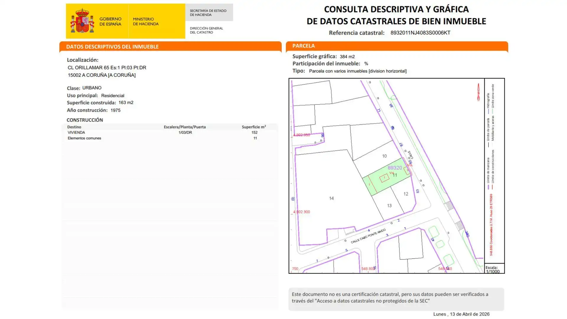 Flat for sale in A Coruña Capital   with Heating