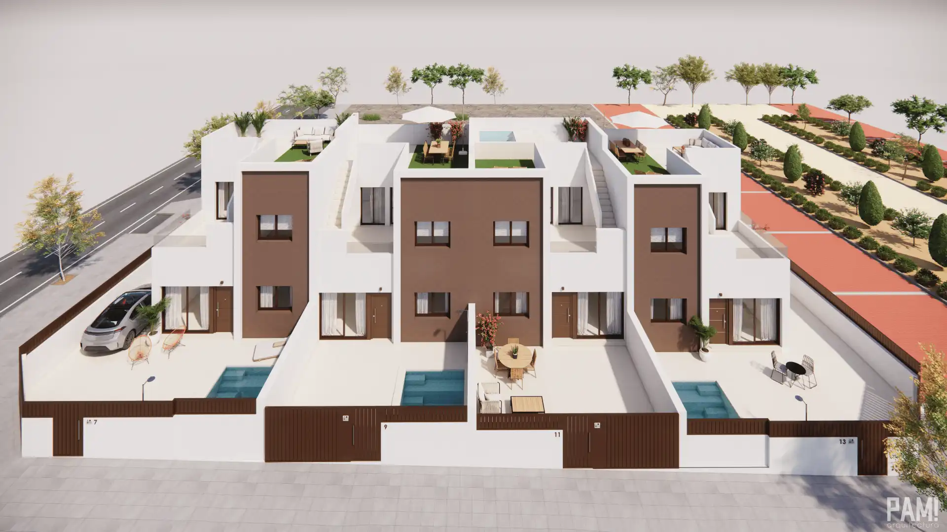 Vista exterior de Casa adosada en venta en Pilar de la Horadada con Aire acondicionado, Terraza y Piscina