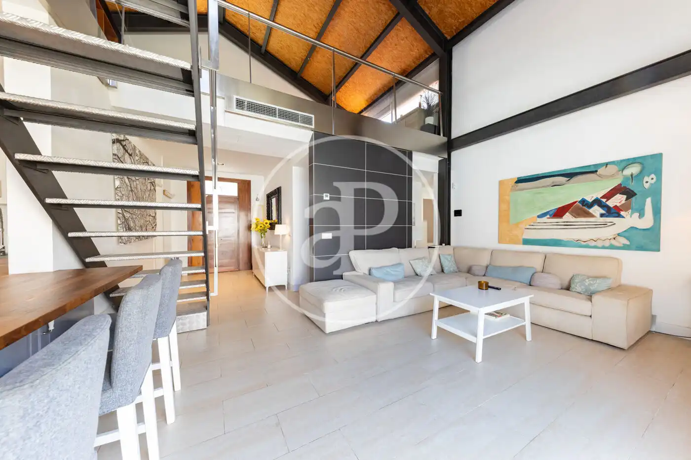 Wohnzimmer von Einfamilien-Reihenhaus zur Miete in  Palma de Mallorca mit Klimaanlage, Heizung und Privatgarten