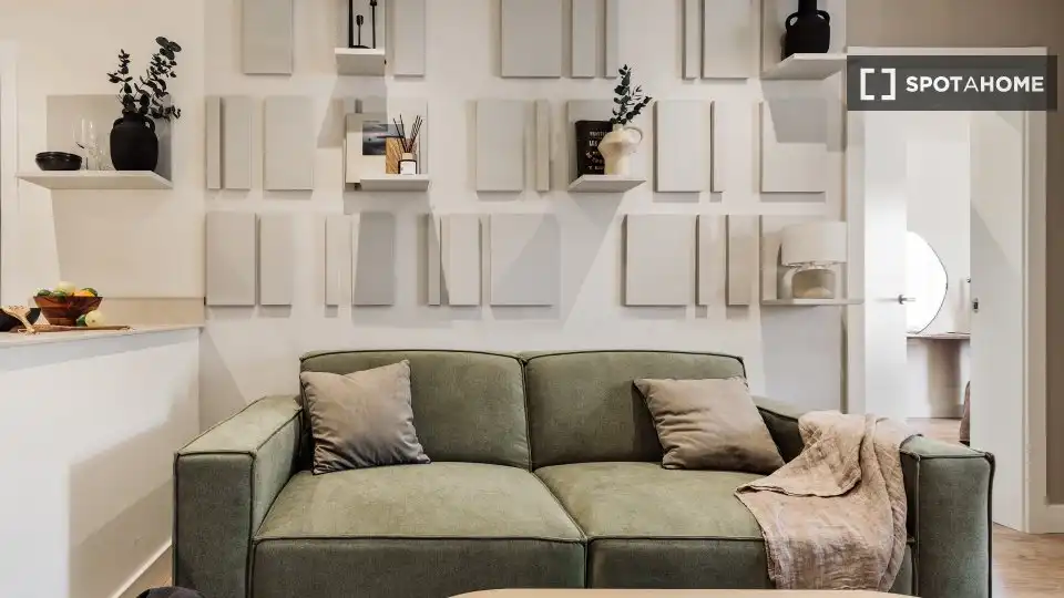 Sala de estar de Piso de alquiler en Barcelona con Aire acondicionado, Calefacción y Amueblado