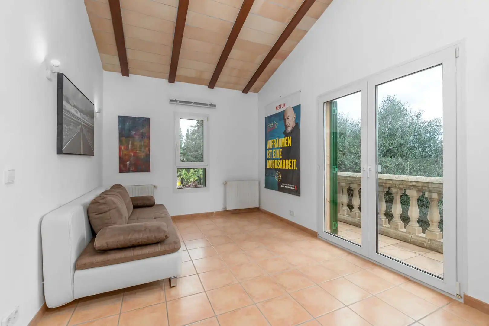 Sala d'estar de Finca rústica de lloguer en Felanitx amb Aire condicionat, Calefacció i Terrassa