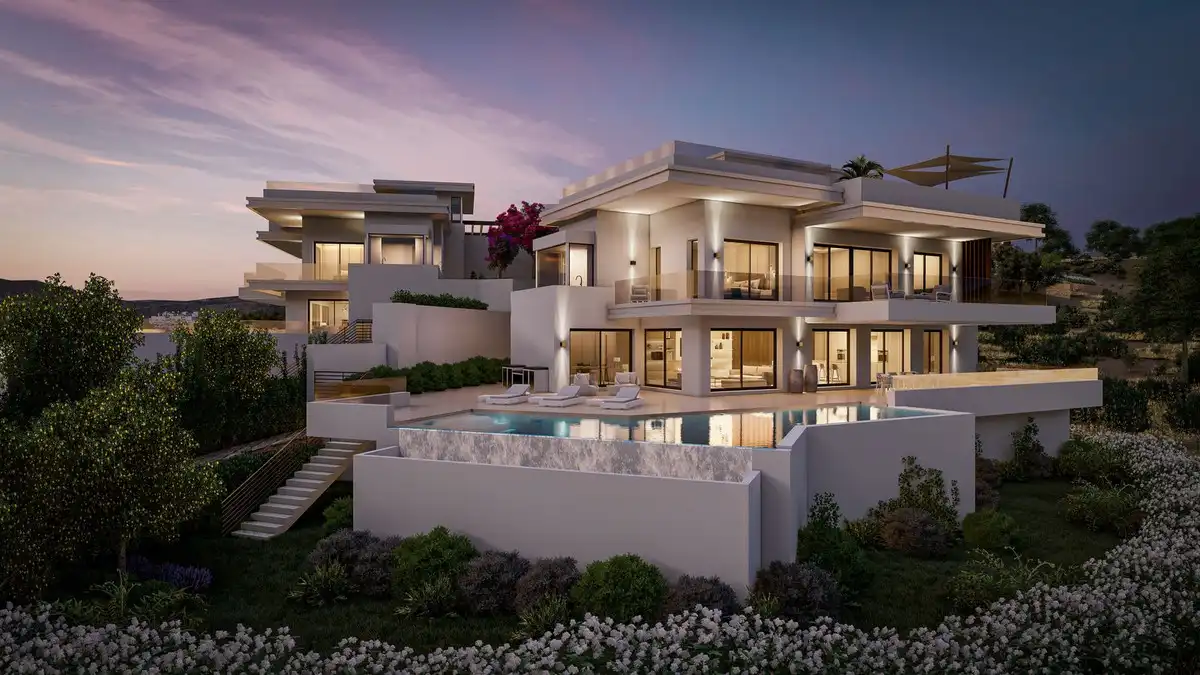 Außenansicht von Haus oder Chalet zum Verkauf in Marbella mit Klimaanlage, Privatgarten und Terrasse