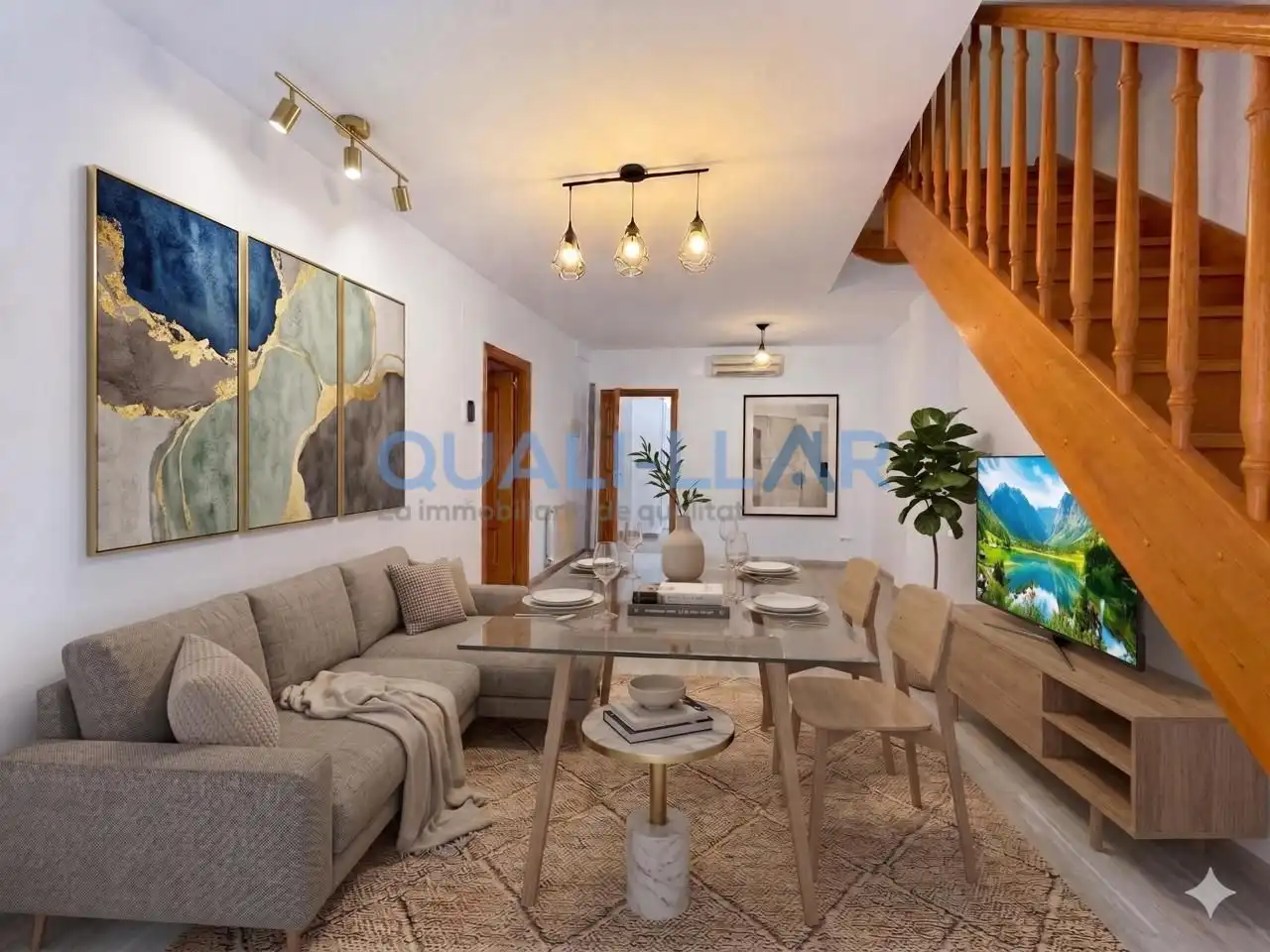 Sala de estar de Piso en venta en Cornellà de Llobregat con Aire acondicionado, Calefacción y Parquet