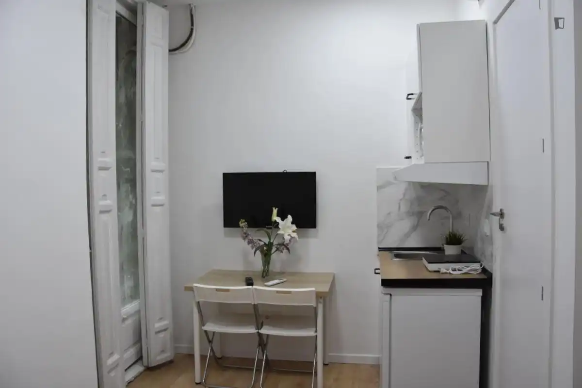 Cocina de Estudio de alquiler en Madrid con Aire acondicionado, Calefacción y Amueblado