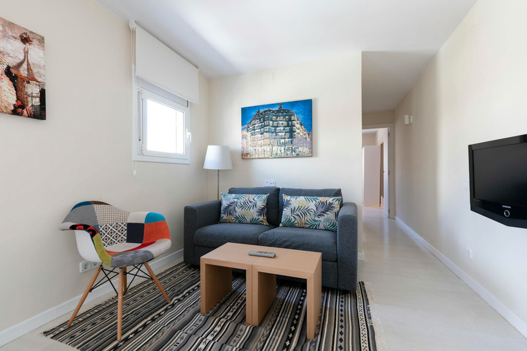 Sala de estar de Piso de alquiler en  Barcelona Capital con Aire acondicionado, Calefacción y Amueblado