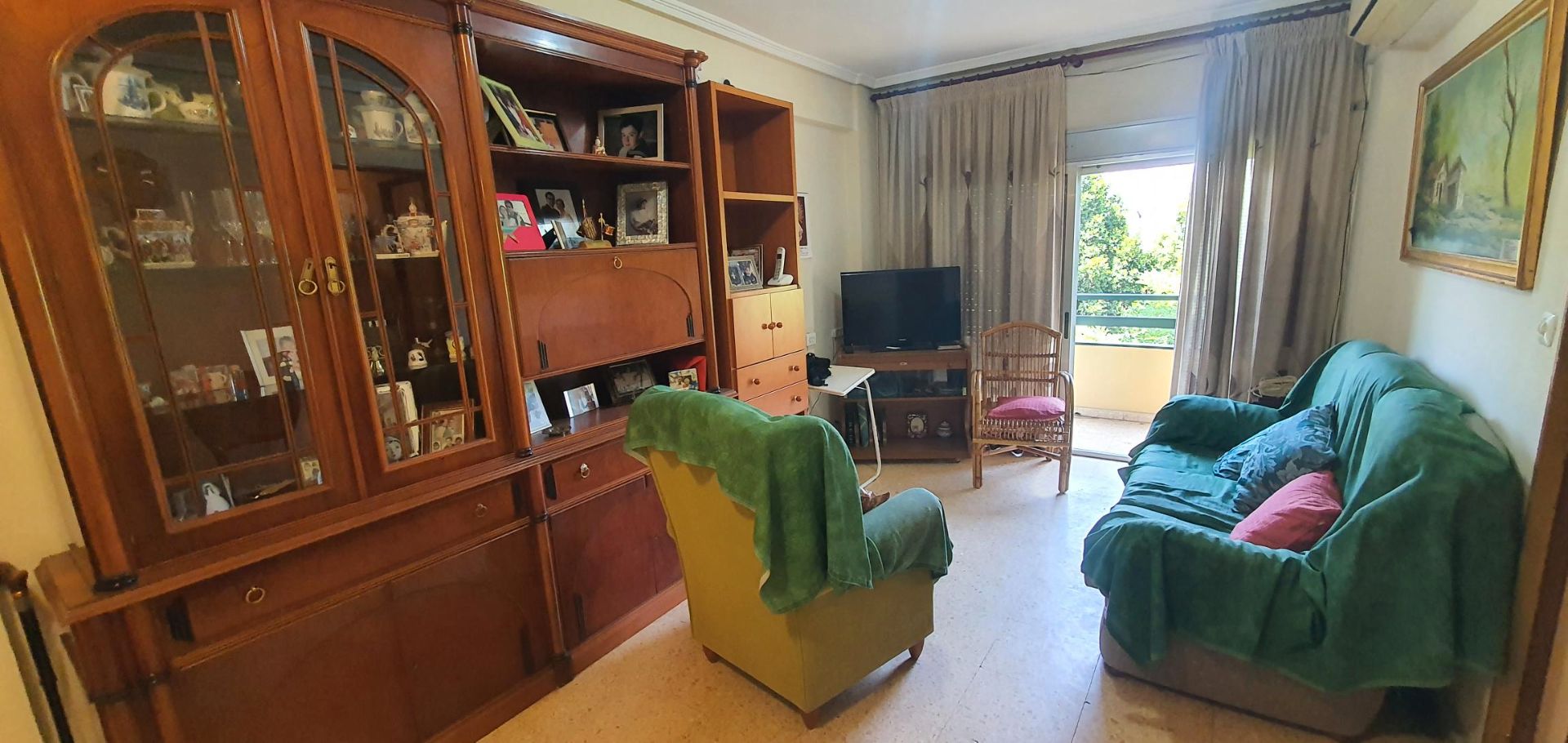 Living room of Flat for sale in  Valencia Capital  with Air Conditioner, Furnished and Balcony