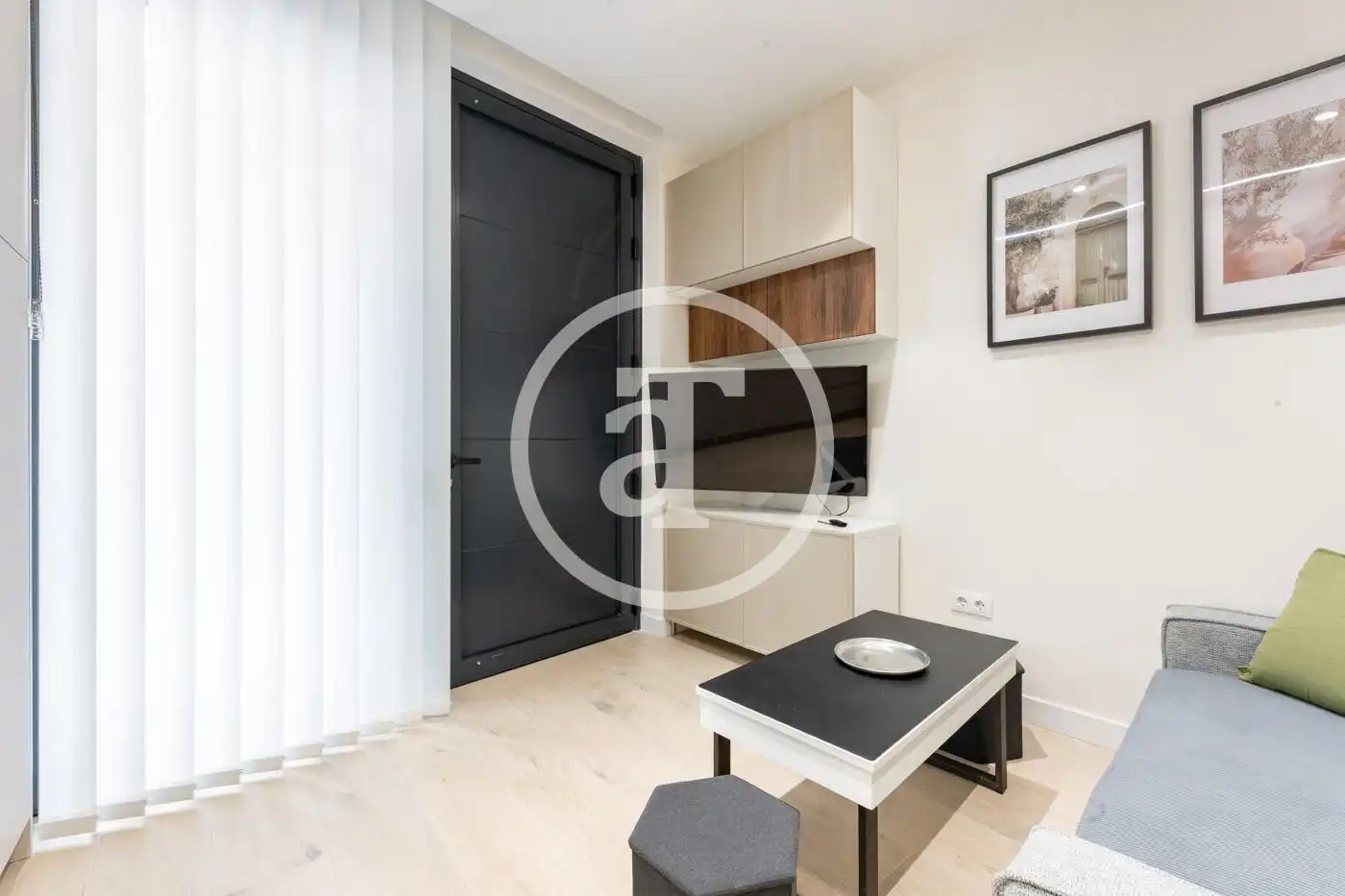 Sala d'estar de Estudi de lloguer en Madrid amb Aire condicionat, Calefacció i Moblat
