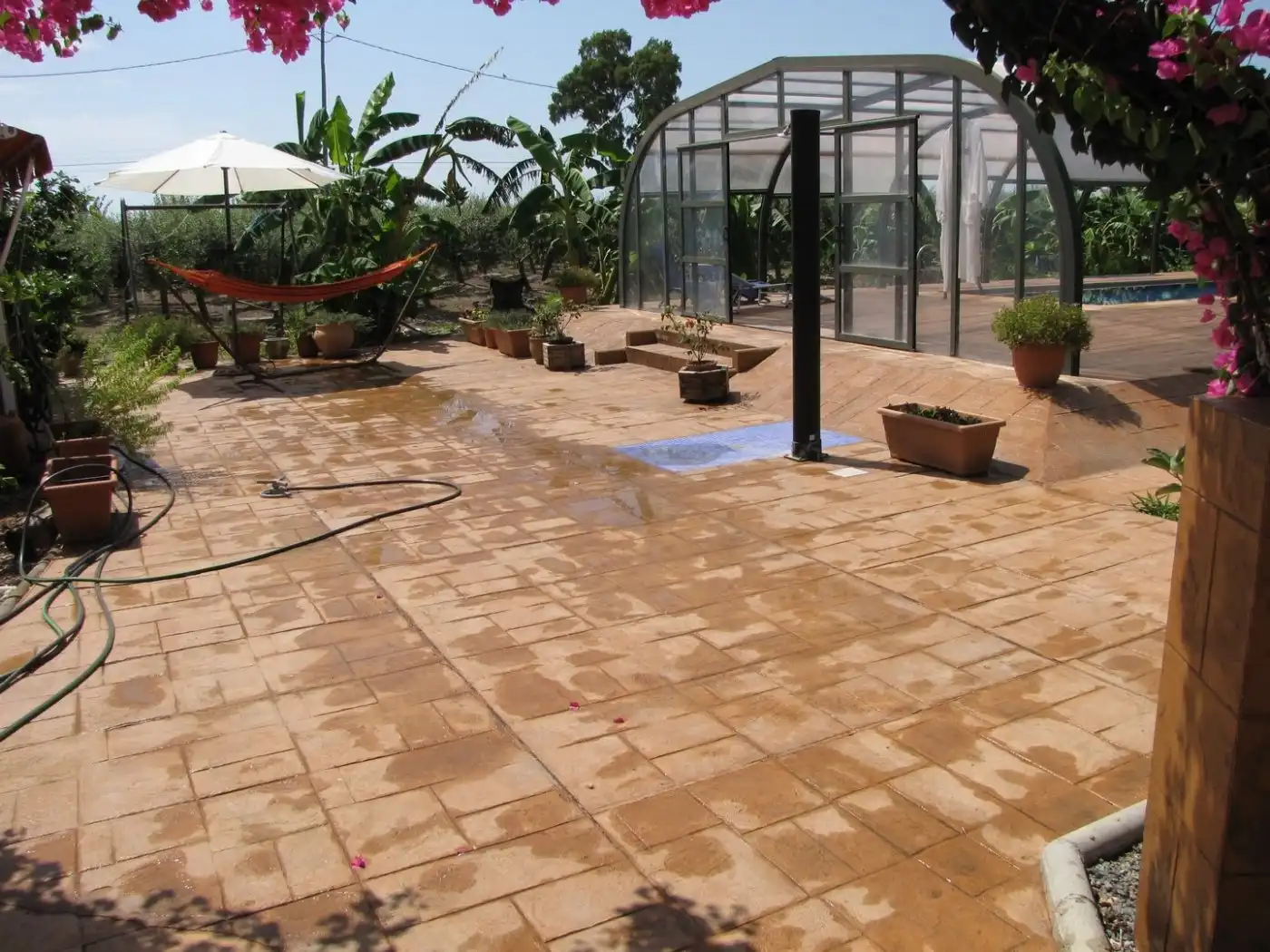 Terraza de Finca rústica en venta en La Ràpita con Jardín privado, Piscina y Alarma