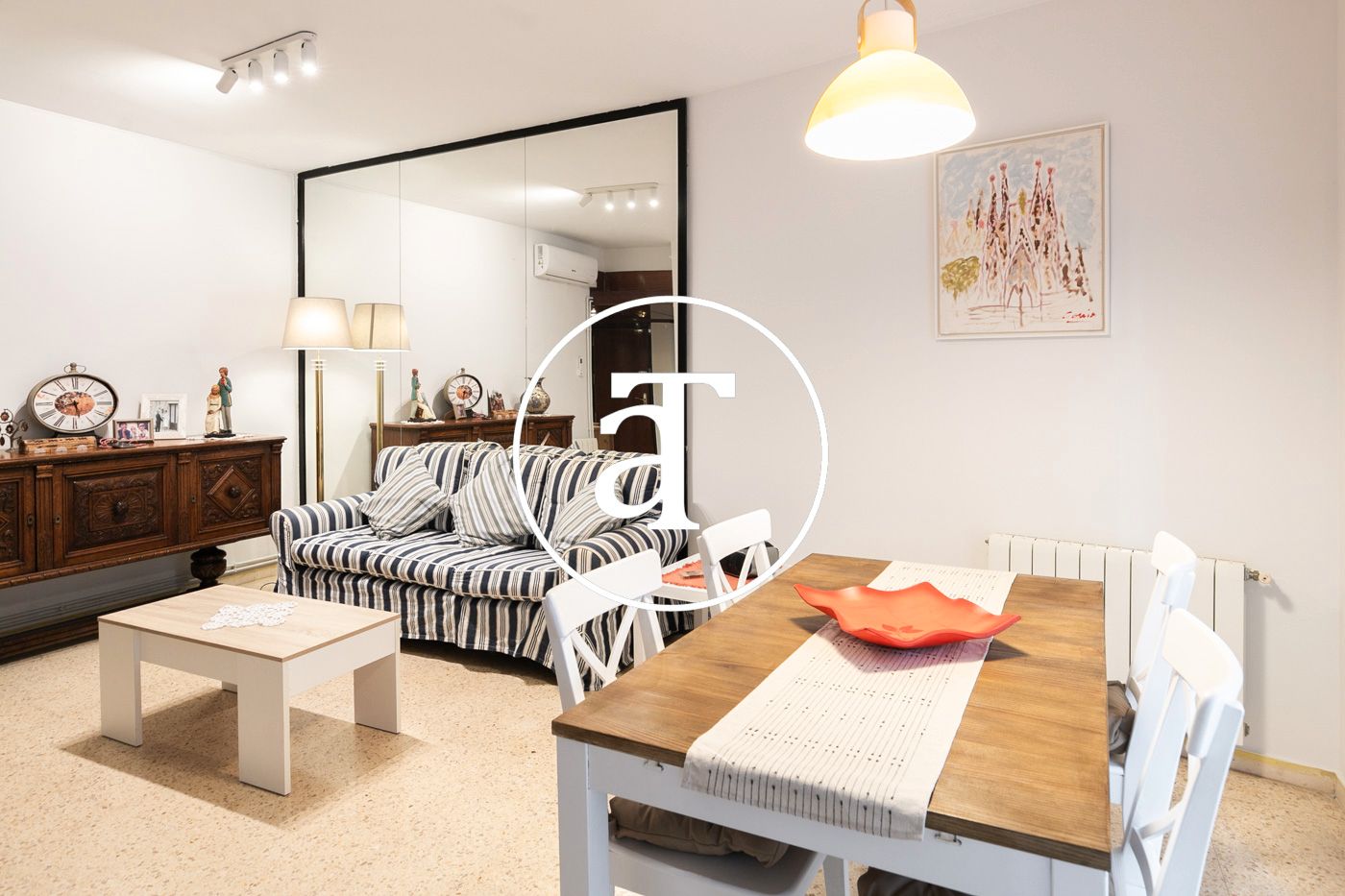 Sala d'estar de Pis de lloguer en  Barcelona Capital amb Aire condicionat, Calefacció i Moblat