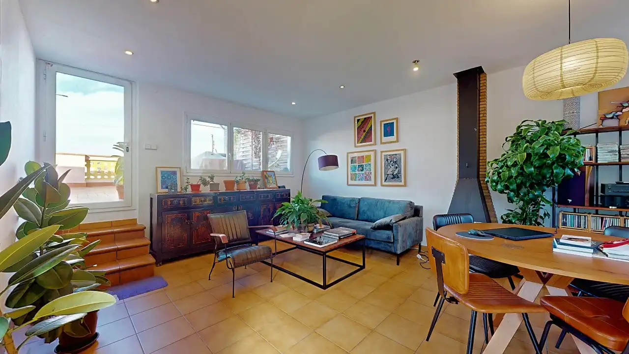 Sala d'estar de Àtic en venda en Barcelona amb Aire condicionat i Terrassa