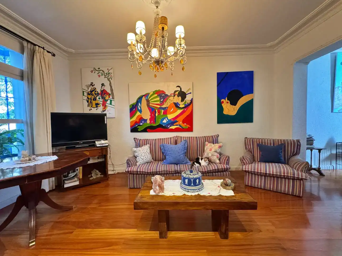Sala d'estar de Pis en venda en Madrid amb Aire condicionat, Jardí privat i Parquet