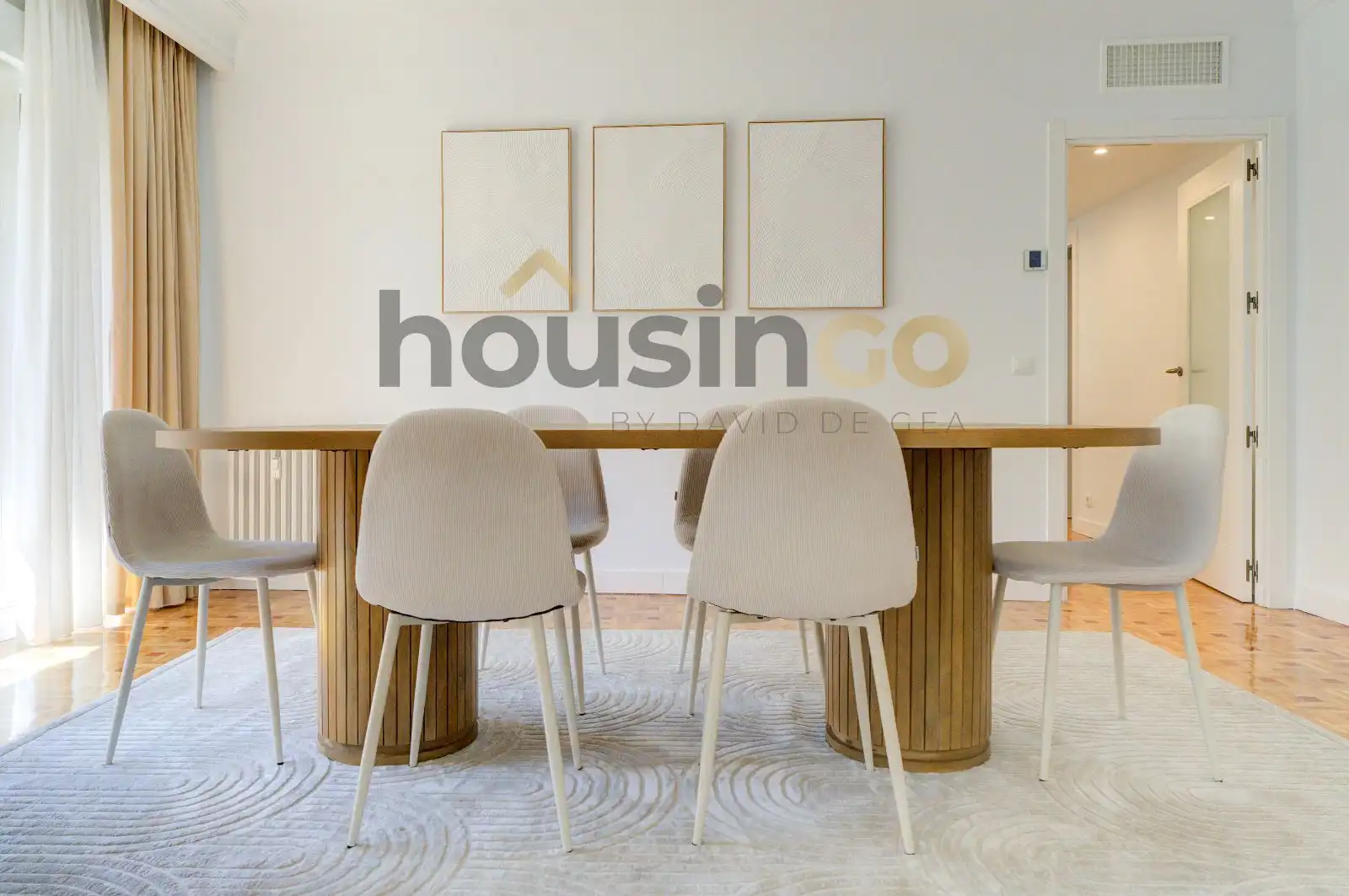 Dining room of Flat for rent in Madrid  with Air Conditioner, Parquet flooring and Terrace