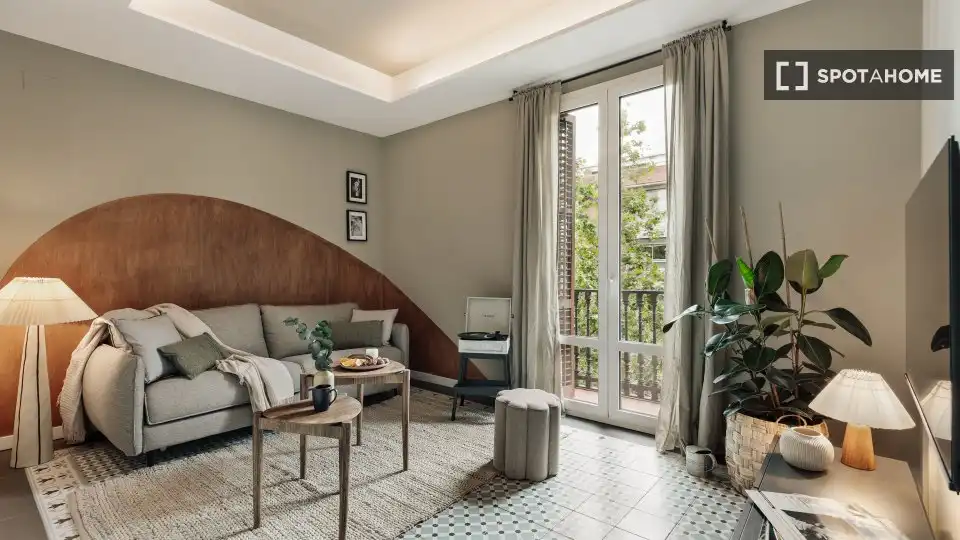 Living room of Flat for rent in Barcelona  with Air Conditioner, Heating and Furnished