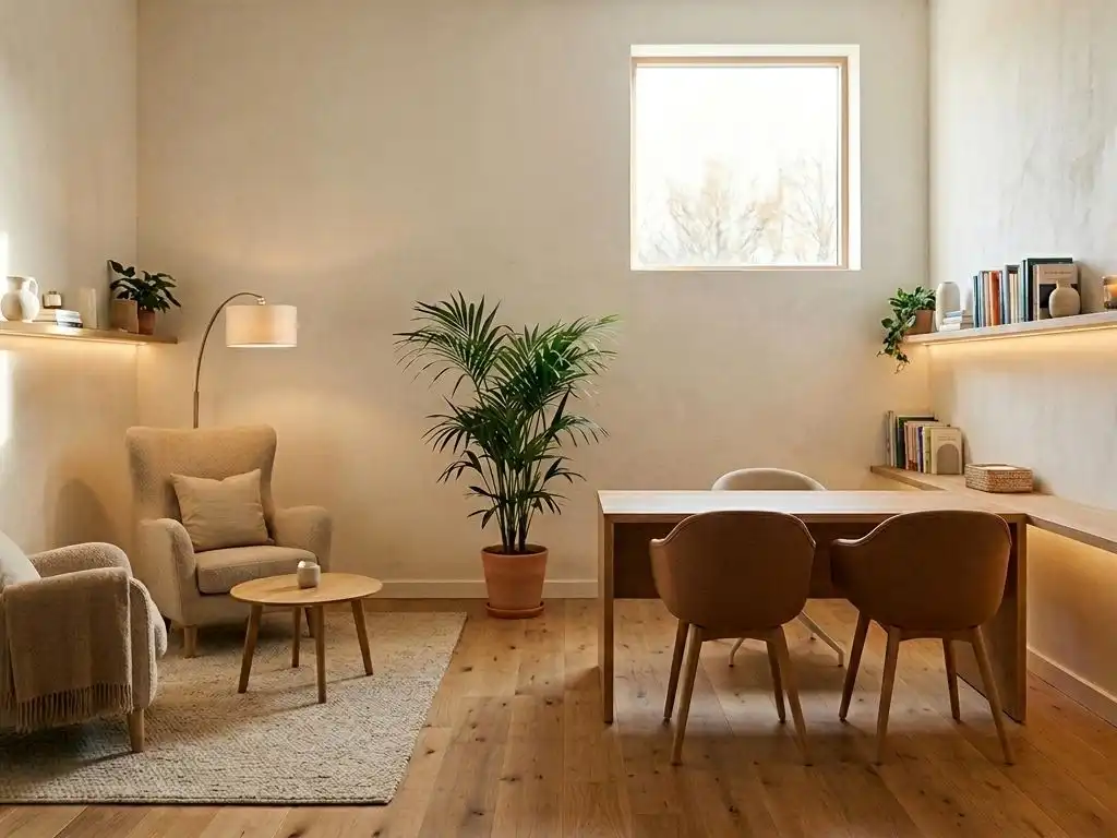 Living room of Office for rent in Madrid  with Air Conditioner, Heating and Furnished