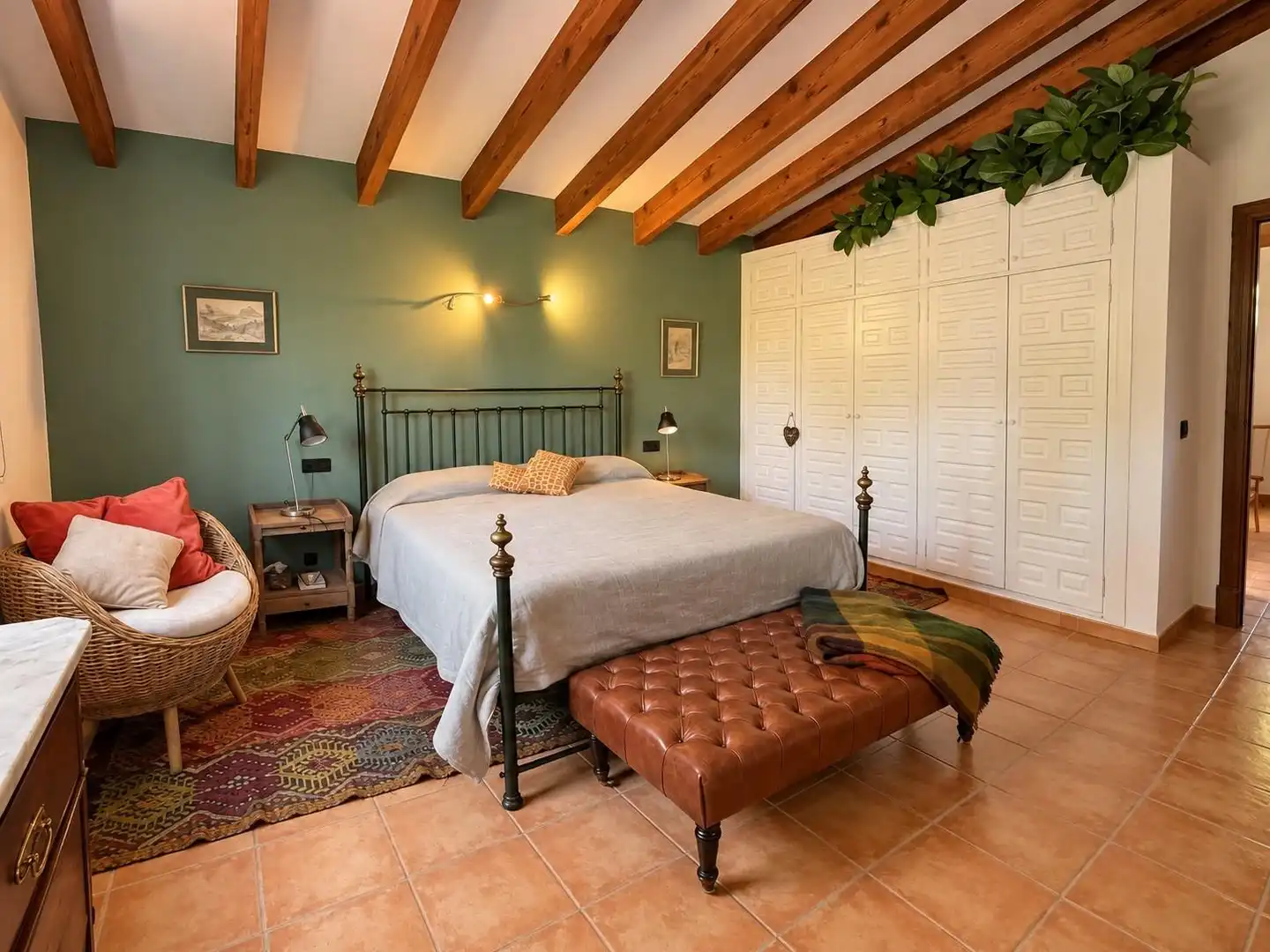 Schlafzimmer von Country house zur Miete in Inca mit Klimaanlage, Privatgarten und Terrasse