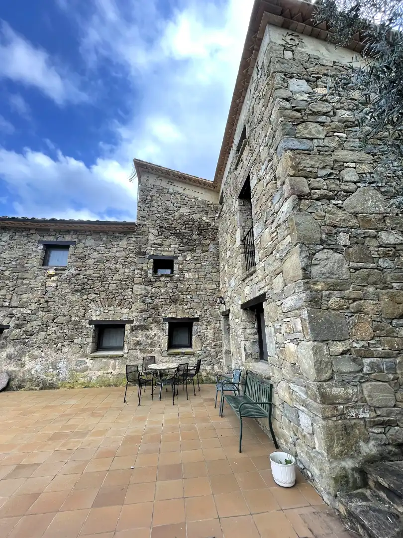 Vista exterior de Finca rústica en venda en Mieres (Girona) amb Calefacció, Parquet i Terrassa