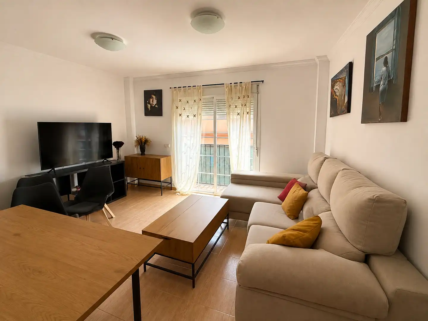 Living room of Flat for rent in Cártama  with Air Conditioner, Furnished and Balcony