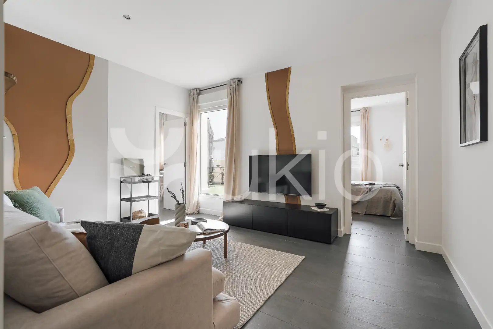 Sala de estar de Apartamento de alquiler en Madrid con Aire acondicionado, Calefacción y Terraza