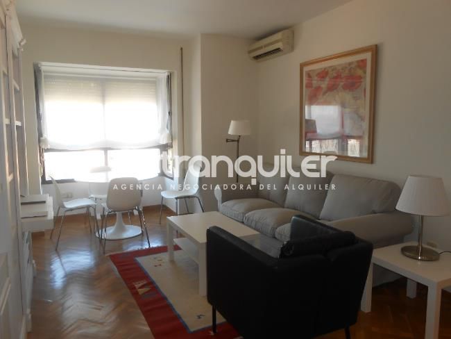 Sala d'estar de Pis de lloguer en  Madrid Capital amb Aire condicionat, Parquet i Piscina