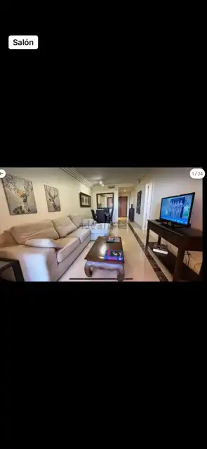 Wohnzimmer von Maisonette zur Miete in Manilva mit Klimaanlage, Privatgarten und Terrasse