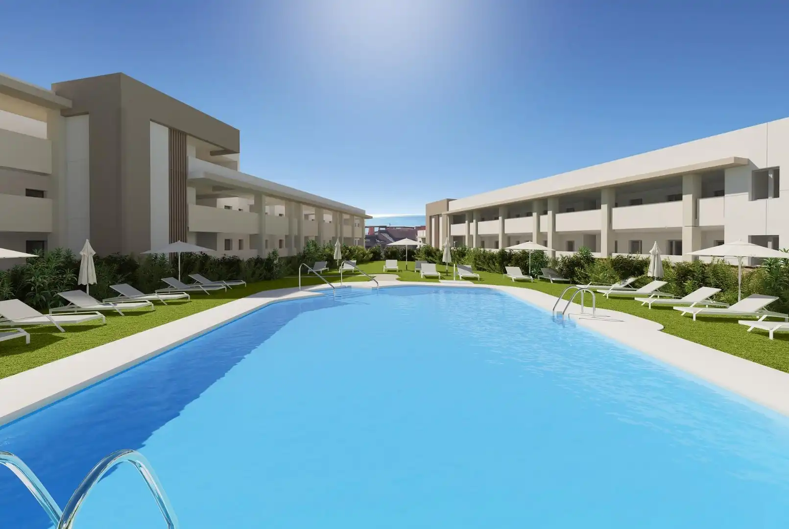 Schwimmbecken von Erdgeschoss zum Verkauf in Manilva mit Klimaanlage, Terrasse und Abstellraum