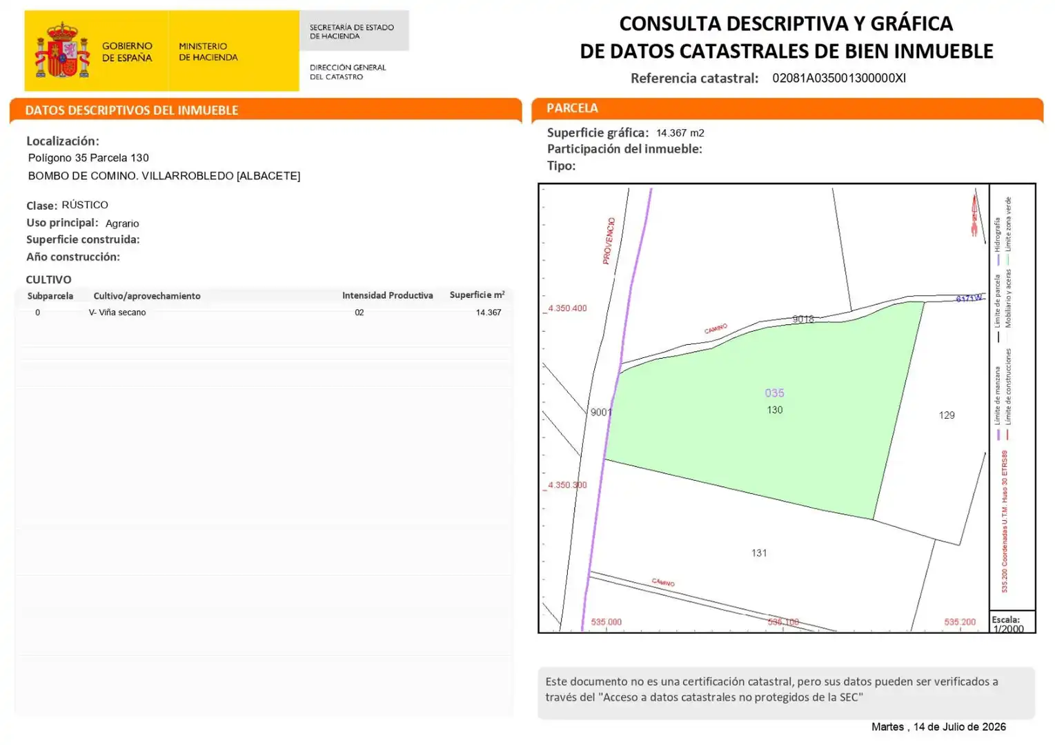Terreny rústic en venda a POLIGONO 35, PARCELA 130 0, imagen 3
