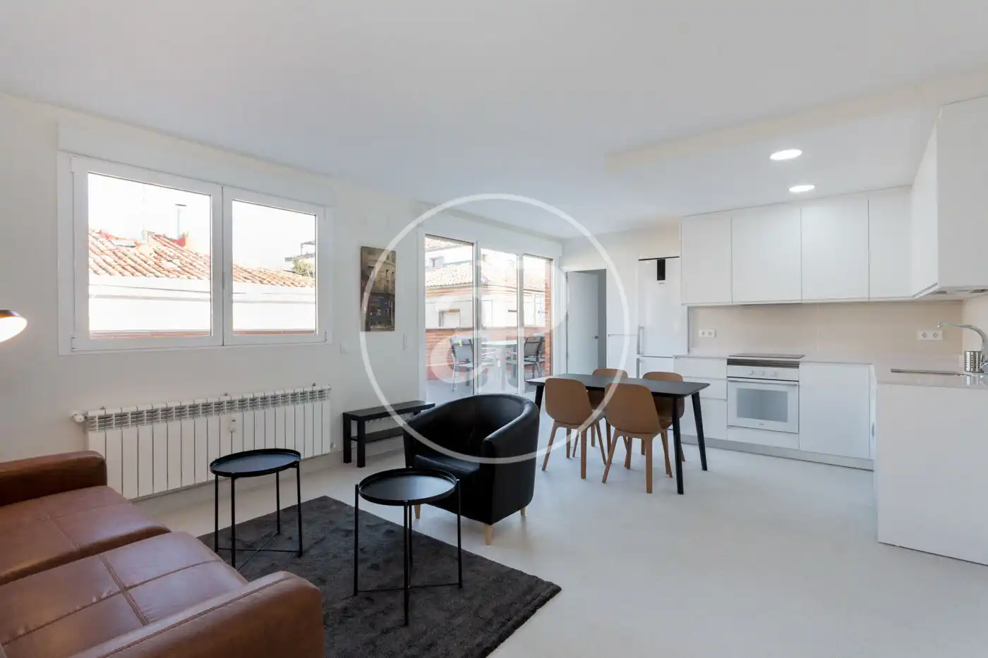 Wohnzimmer von Wohnung zur Miete in Madrid mit Klimaanlage, Heizung und Terrasse