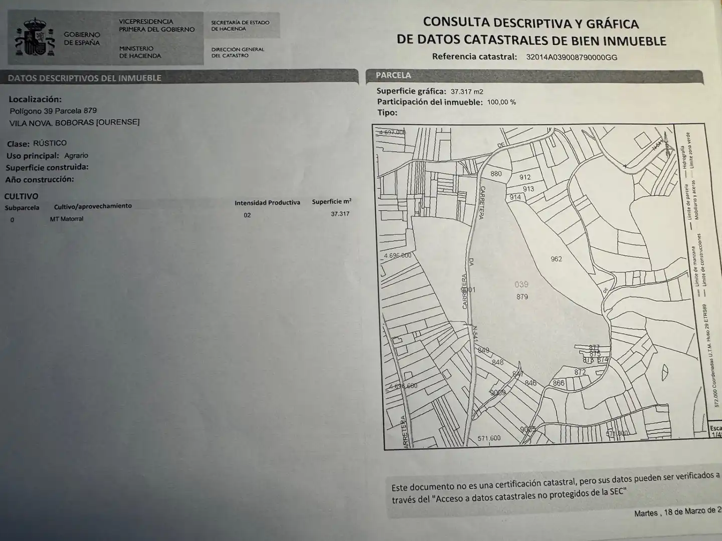 Land for sale in Boborás