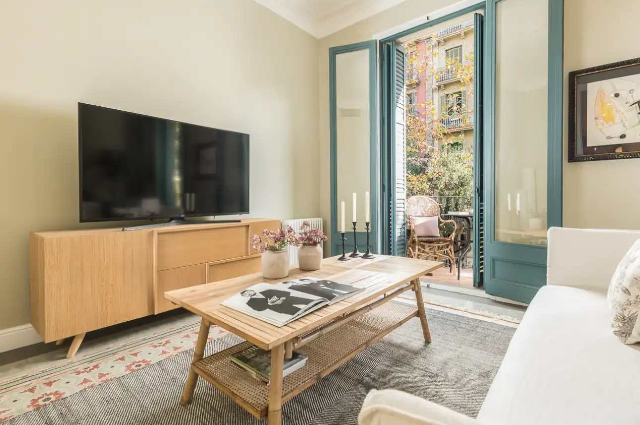 Sala de estar de Apartamento de alquiler en Barcelona con Aire acondicionado, Calefacción y Amueblado