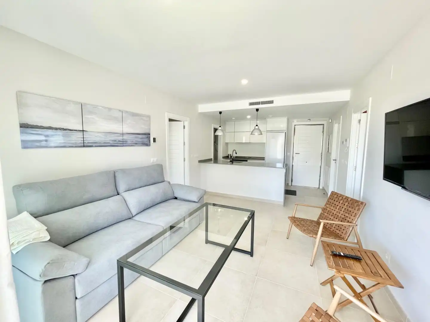 Sala d'estar de Apartament de lloguer en Ayamonte amb Aire condicionat, Calefacció i Jardí privat