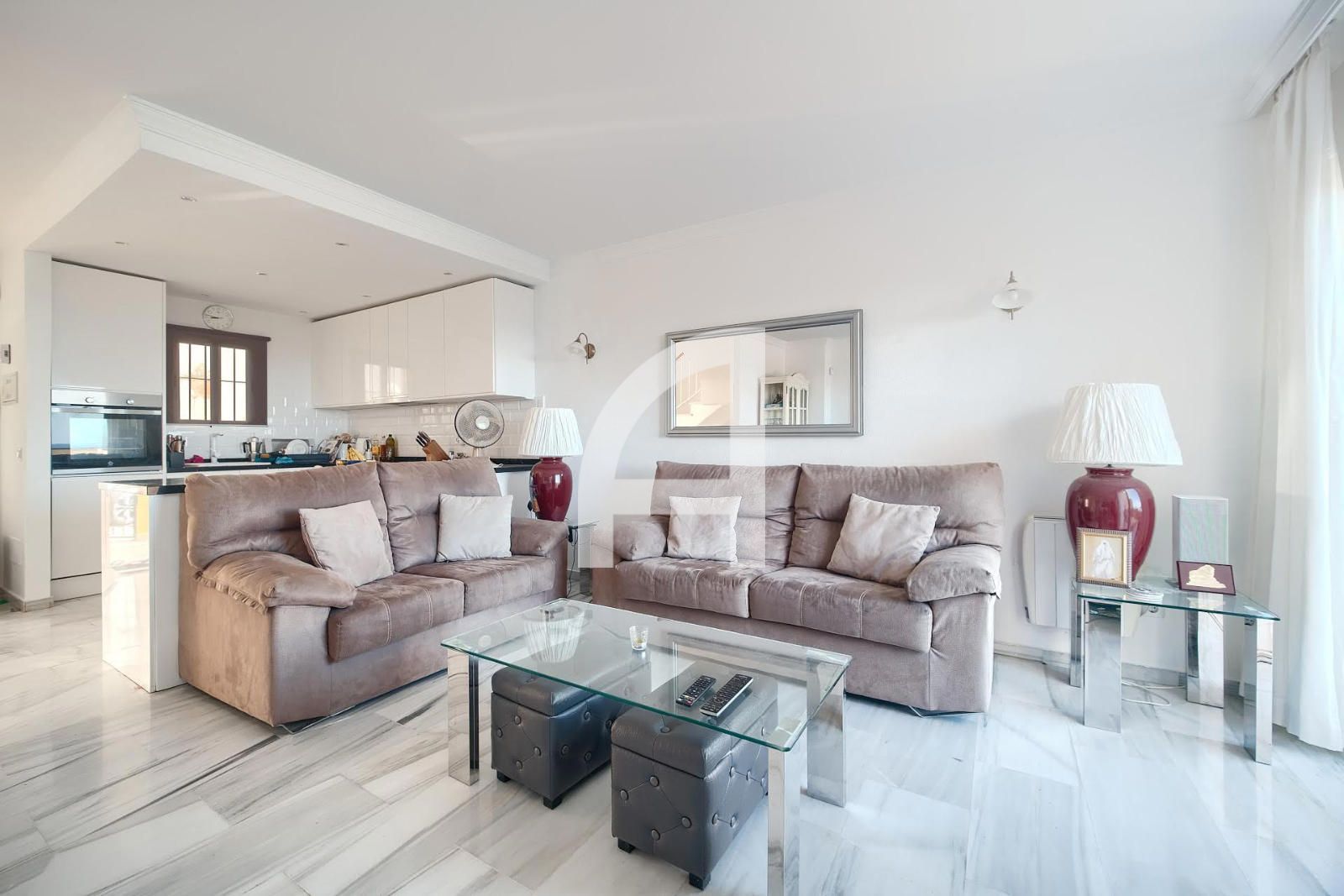 Sala de estar de Casa adosada de alquiler en Mijas con Aire acondicionado, Calefacción y Terraza