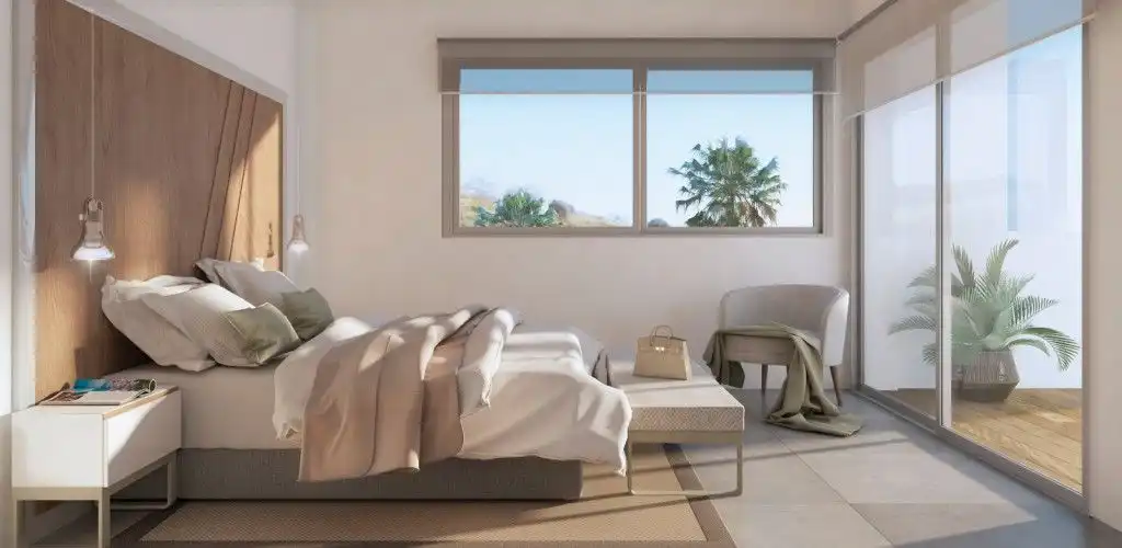 Habitación de Apartamento de alquiler en Estepona con Aire acondicionado, Calefacción y Terraza