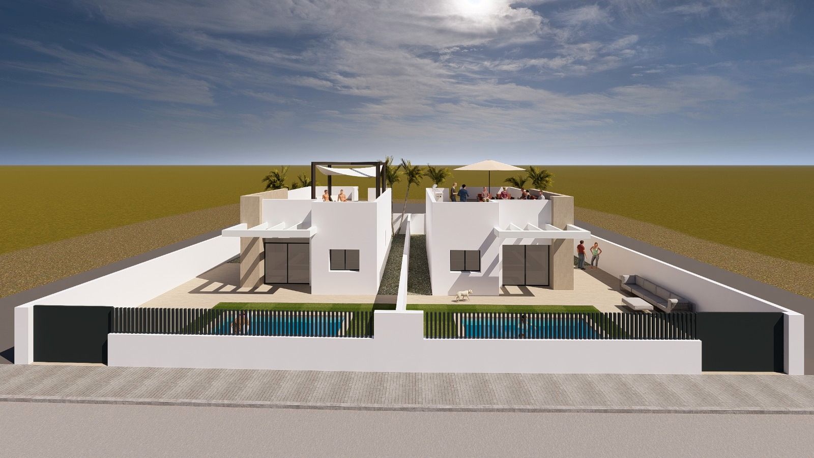 Vista exterior de Casa o xalet en venda en Mazarrón amb Jardí privat, Piscina i Piscina comunitària