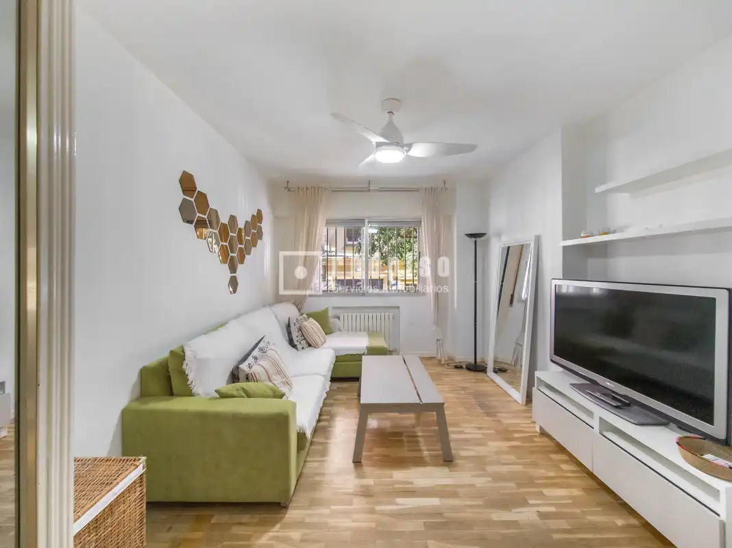 Sala de estar de Apartamento de alquiler en Madrid con Calefacción, Parquet y Terraza