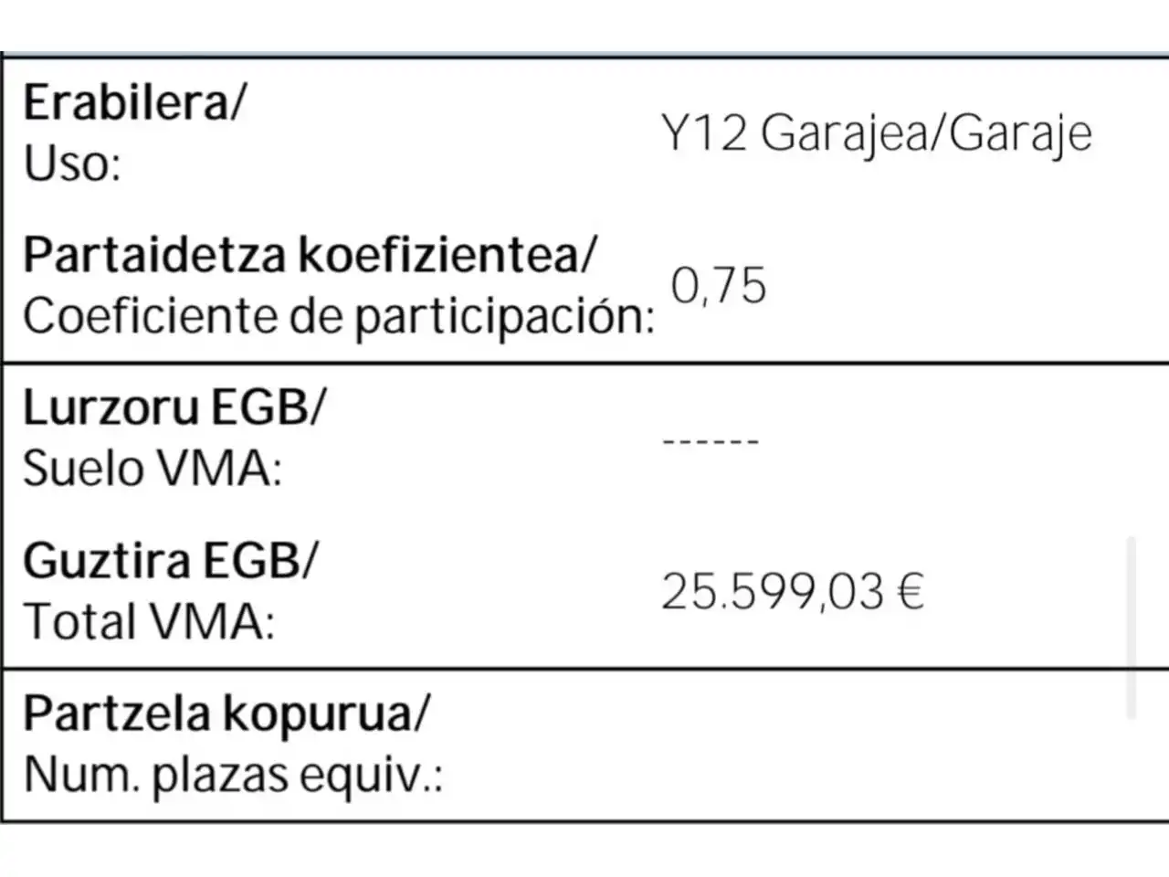Aparcament de Garatge en venda en Getxo 