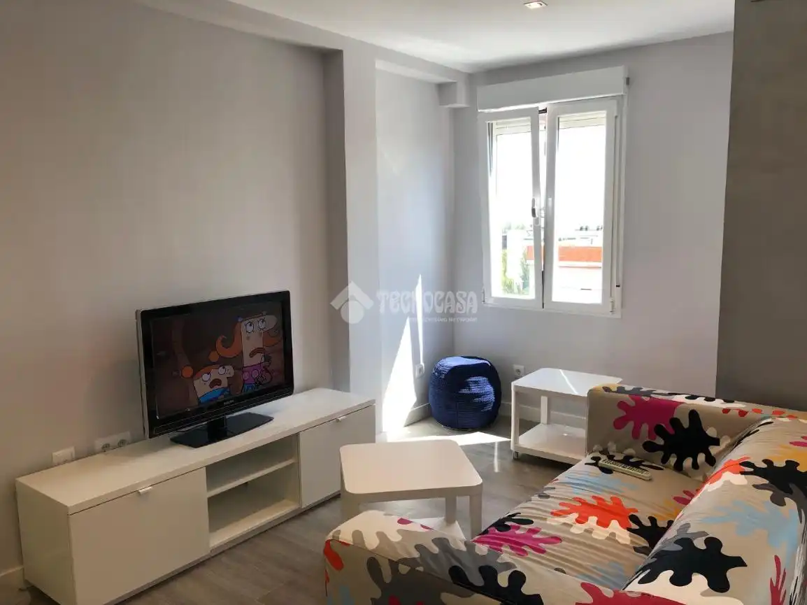 Sala de estar de Estudio de alquiler en Madrid con Aire acondicionado, Calefacción y Terraza
