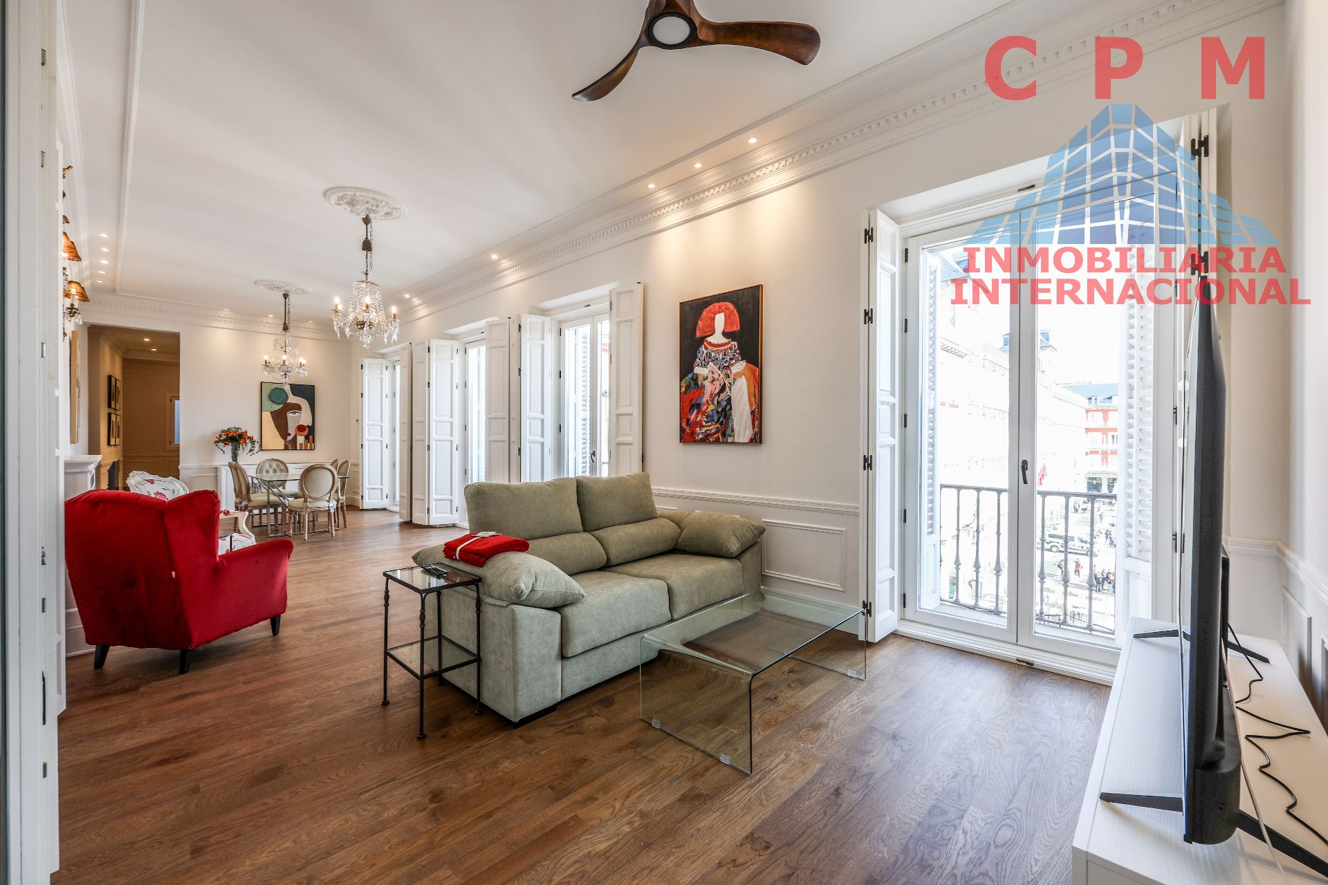 Living room of Flat to rent in  Madrid Capital  with Air Conditioner, Heating and Parquet flooring