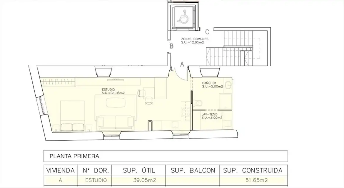Study for rent in A Coruña Capital   with Heating, Furnished and Oven