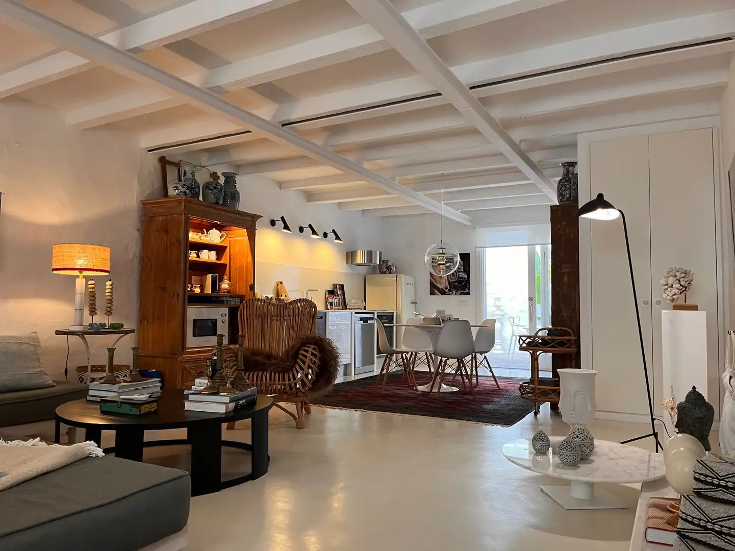 Wohnzimmer von Country house zum Verkauf in Es Migjorn Gran mit Klimaanlage, Heizung und Privatgarten