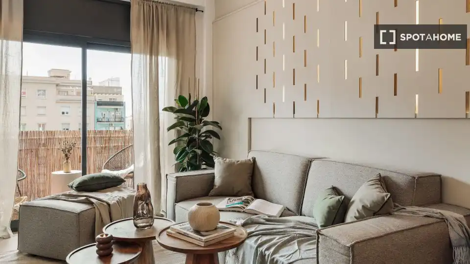 Living room of Flat for rent in Barcelona  with Air Conditioner, Heating and Furnished
