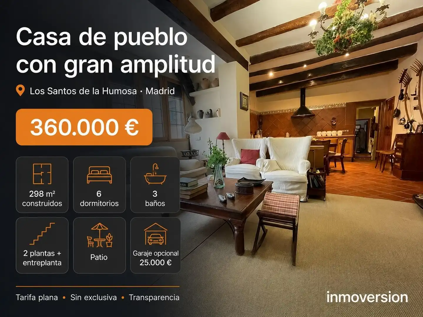 Sala de estar de Finca rústica en venta en Los Santos de la Humosa con Aire acondicionado, Calefacción y Jardín privado