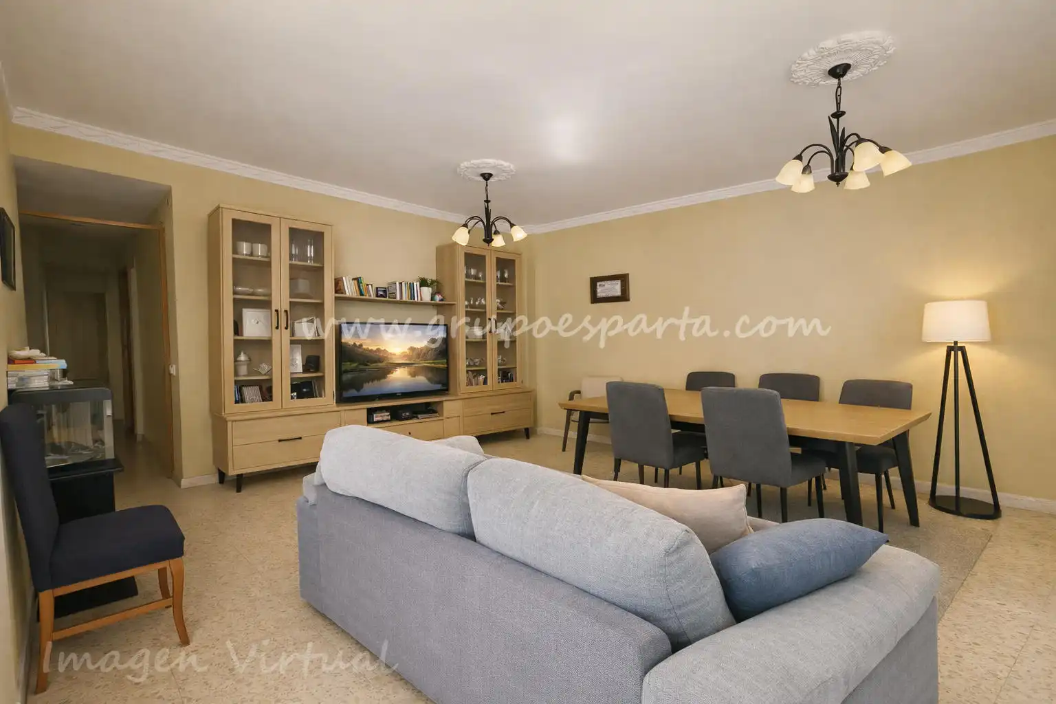 Sala de estar de Casa adosada en venta en Albaida del Aljarafe con Aire acondicionado y Trastero