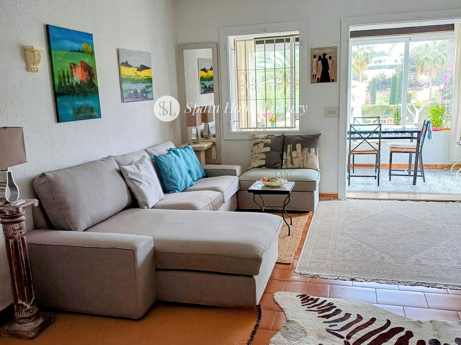 Sala d'estar de Casa adosada en venda en Moraira amb Aire condicionat, Terrassa i Traster