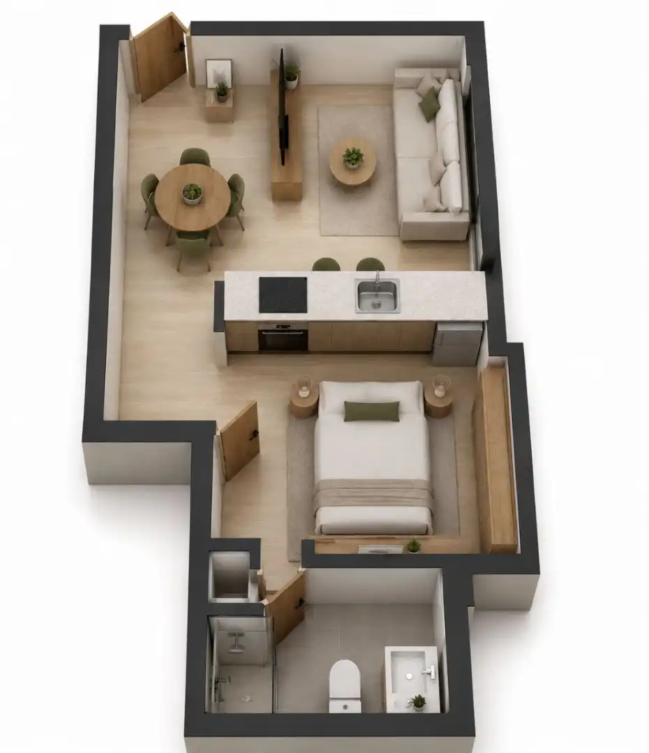 Dormitori de Loft de lloguer en Barcelona amb Aire condicionat, Moblat i Forn